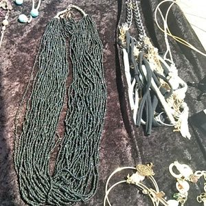 Navajo onyx beaded necklace set